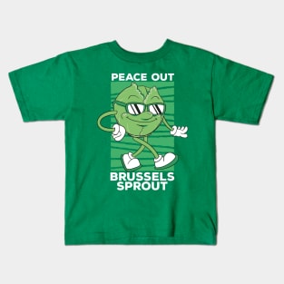 Peace Out Brussels Sprout // Cute Veggie Cartoon Kids T-Shirt